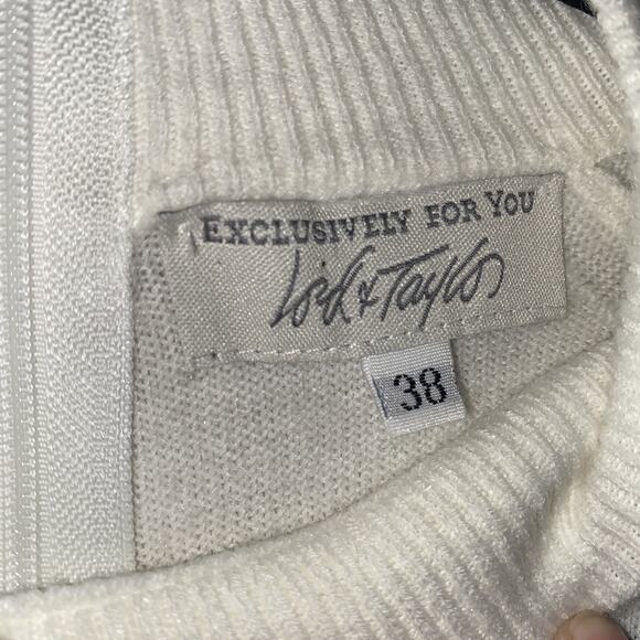 LORD & TAYLOR Designer Winter Classic Mock-Neck Sweater M EU 38 Cream Pullover - Picture 3 of 5